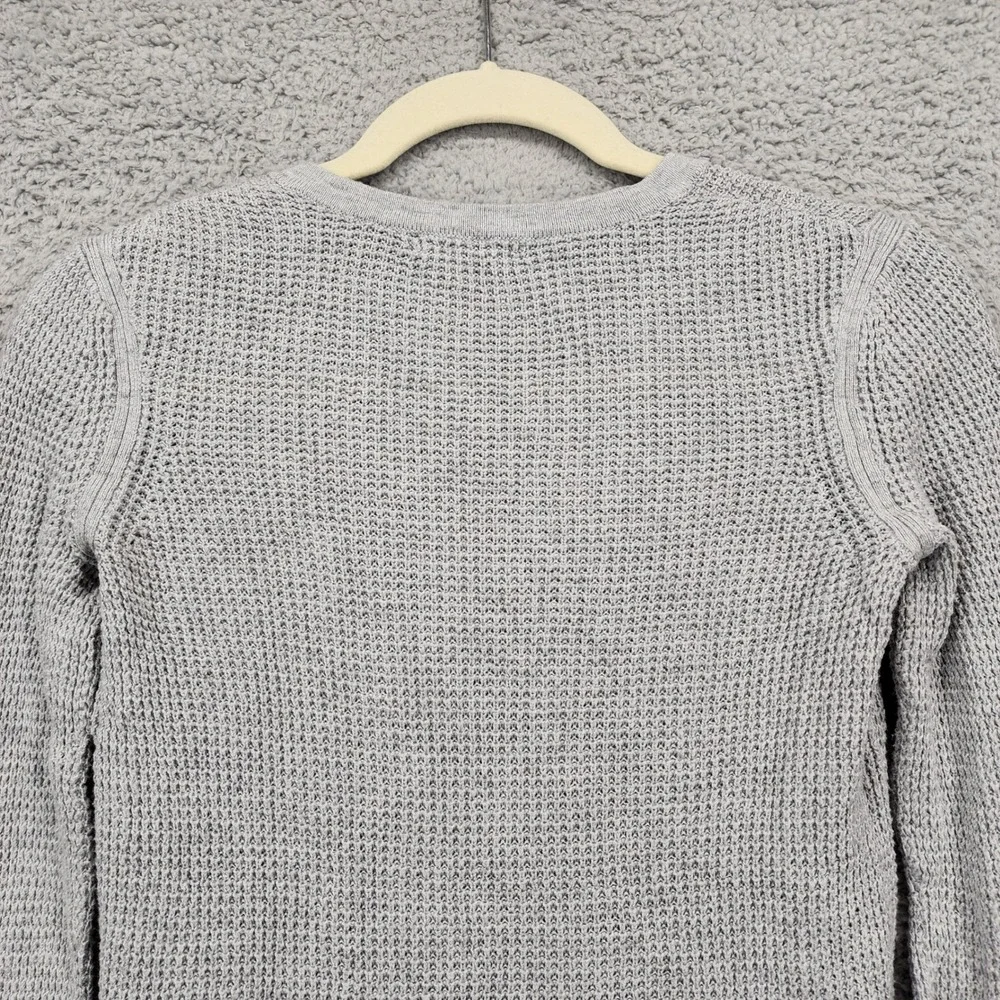 Rag & Bone JEAN Womens XS Heather Gray Waffle Knit Henley Thermal Sweater‎ Top
